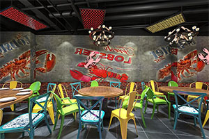 小龍蝦餐飲店裝修設(shè)計(jì)全景案例