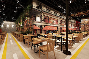 商業(yè)美食街餐飲空間裝修設(shè)計(jì)全景圖